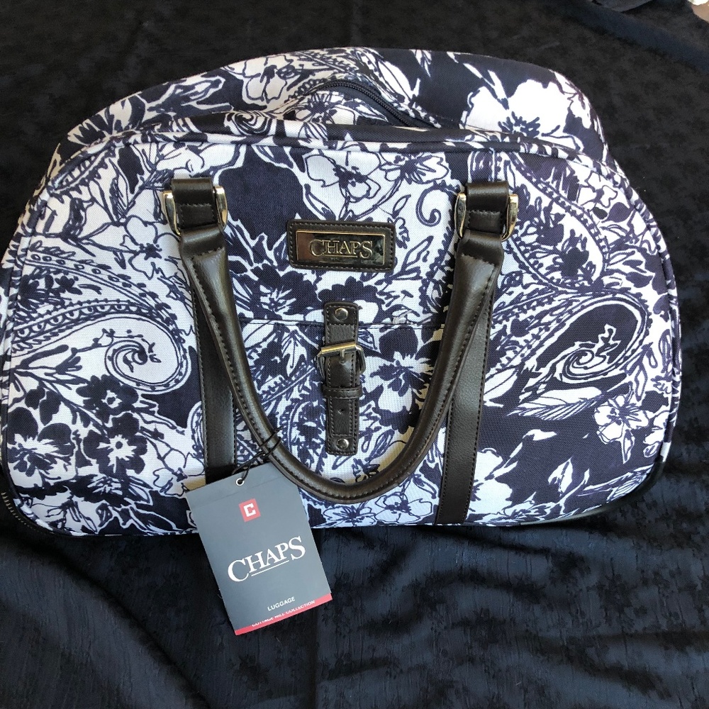 Navy and White Floral Chaps Luggage Roller Bag